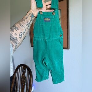 Vintage OshKosh B'gosh Green Corduroy Overalls for Kids